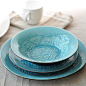 地中海冰裂纹蓝色 法格里克陶瓷餐具饭碗盘碟3件套装