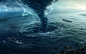 General 1680x1050 Desktopography Natural Disaster hurricane water digital art tornado sea ship palm trees