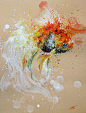 #绘画欣赏# Splashed Watercolors Paintings，泼水彩绘画。（By Tilen Ti）【图源网，侵删歉】