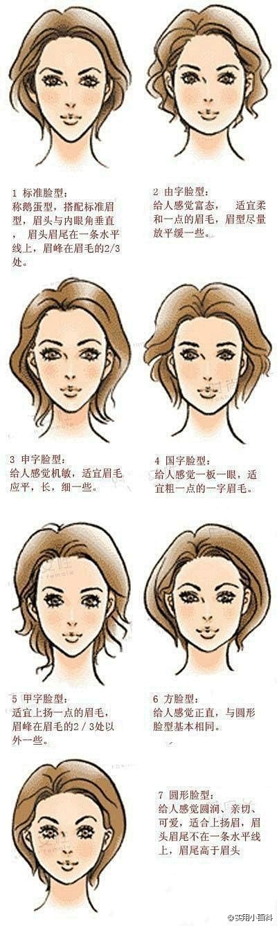 实用小百科：不同的脸型需要搭配不同的眉型...