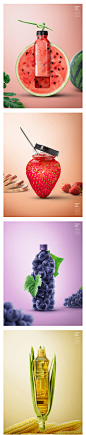 创意餐饮美食食物蔬菜果蔬水果果汁饮料五谷合成PSD设计海报素材