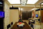 大户型三房二厅120平方米现代简约风格家居餐厅餐桌灯具吊顶装修效果图