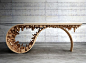 微缩景观的木质桌子