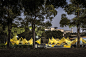 Bonfire Square,view from the forest_night view. Image © Kangshuo Tang