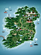 爱尔兰国家地图插画