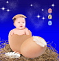蛋壳与百天宝宝的创意合成照片