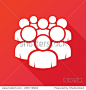 Illustration of crowd of people - icon silhouettes vector. Social icon. Modern design flat style icon with long shadow effect-符号/标志,抽象-海洛创意（HelloRF） - 站酷旗下品牌 - Shutterstock中国独家合作伙伴