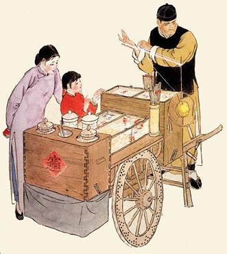 中国古代106行民俗图
93、打梳头油