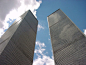 The New York State World Trade Center towers viewed from below