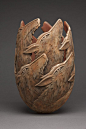 Ron Layport | "WOLF SONG" 2012. Sycamore, pigment. Turned, sculpted, pigmented wood vessel: 