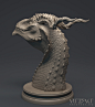 Ssathraz dragon bust, Winton Afric : This is one of the more recent Dragon Busts I did. I am very happy with the expression of the character.  This figure is going to be produced as an 11 cm resin kit. The horns will be separate from the head so there is 