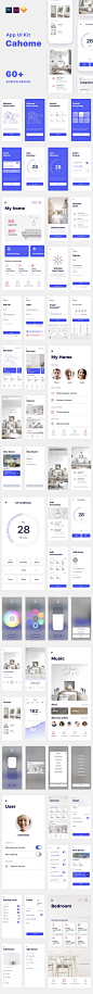 iPhone X智能居家主题的APP UI KITS[iOS,Sketch,PSD,XD] 
