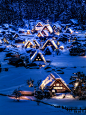 [冬夜] 五个山的冬夜 日本富山县的世界遗产 #日本# #国外#