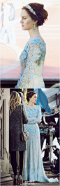 《Gossip Girl》最终季最后一集片场.....一袭Elie Saab水蓝色礼服的Queen B......，美极了!