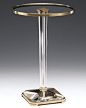 Round solid crystal pedestal table with antiqued brass trim | crystal furniture | #crystal #tables: 