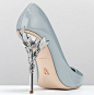 Ralph & Russo - Eden Heel Pump-38-Sky Blue Patent with Silver Leaves: 