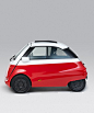 small, electric microlino car soon to be driving along european streets