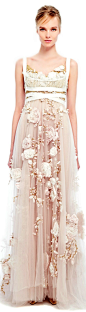 Marchesa ● SS 2014 ●  Silk Ribbon Rose Gown礼服细节立体花朵装饰