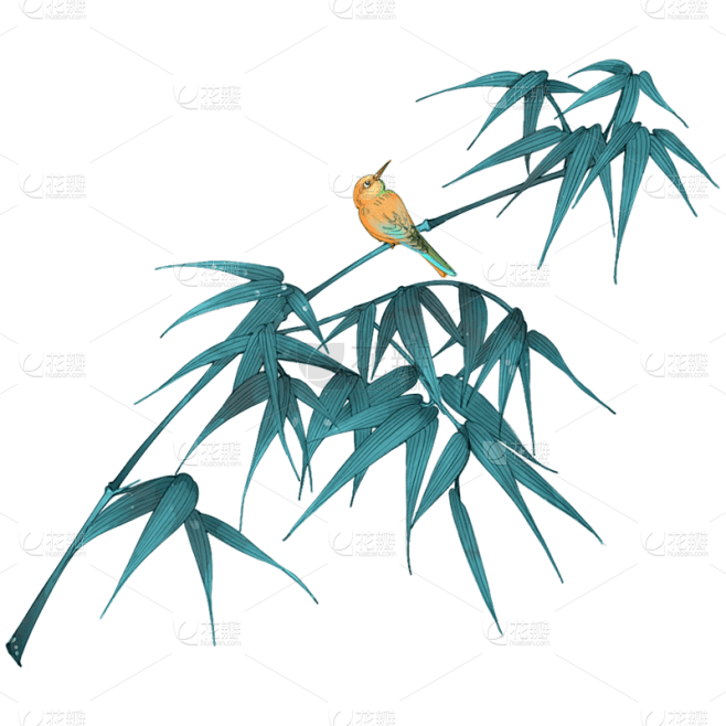 手绘-工笔画竹子植物贴纸9