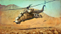 mountains, figure, pair, helicopter, Crocodile, Hind, shock, Mil, Mi-24P