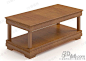 现代简约橘色烤漆实木长方形双层茶几落地式四脚矮桌