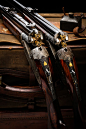 Things of art! A pair of Over/Under heavy hunting, magnum caliber rifles.: