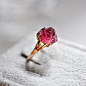 TOMICAT十一月纯天然极品巴西红碧玺雕刻玫瑰花镶嵌18k金戒指现货-淘宝网