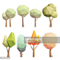 Warm and pastel colored vector illustration of a low poly tree with a soft shadow. EPS 10 with transparency and texture effect. The tree, the texture and the shadow are in separate layers for easier...: 