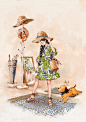 夏日外出，麻花编织的宽边草帽，是最好的服饰配搭 ~ 来自韩国插画家Aeppol 的「森林女孩日记」系列插画。