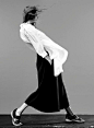 Bold Simplicity - white shirt & sleek black skirt; minimalist fashion // Ph. Josh Olins: