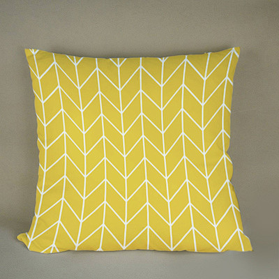 暖色系黄灰色几何图案沙发加厚短绒抱枕靠垫...