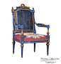 奢华法式主人椅 全实木雕刻沙发椅进口布孔雀蓝单椅 蓝橙撞色椅子-淘宝网