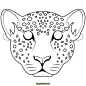 hongdoufan.com 动物园的花脸豹子面具手工课可打印图纸下载