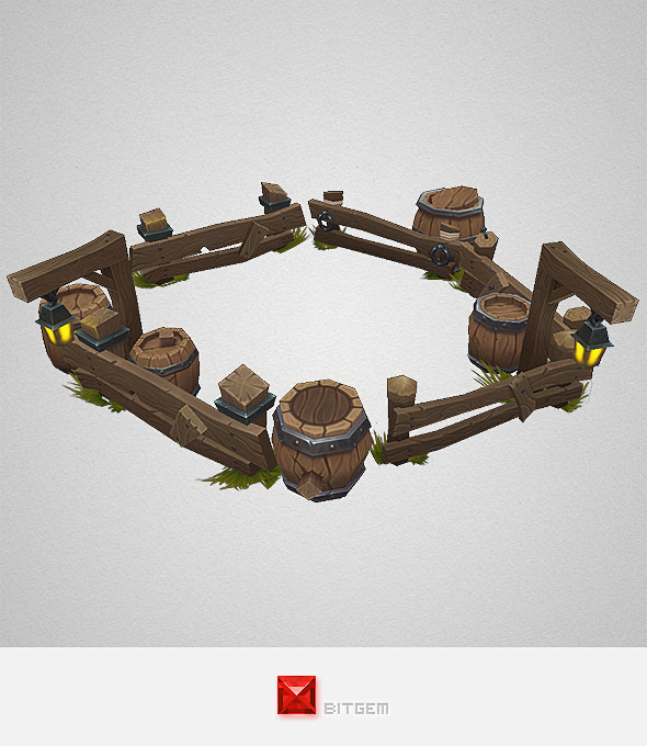 Low Poly Barrel n Fe...