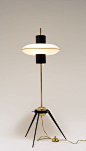 Brass and Enameled Metal Floor Lamp | 1950s: