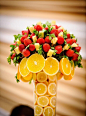 水果桌花,创意水果桌花,草莓柠檬,