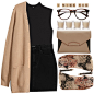 A fashion look from April 2015 featuring cashmere cardigan, black top and black skirt. Browse and shop related looks.