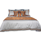 布和布家纺中式样板间样板房橙色丝绵几何装饰软装床品用品多件套-淘宝网