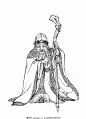 西游记人物 白描 土地公 神仙 神话人物 西游记白描李云中