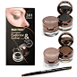 Music Flower Brand Eyebrow Eyeliner Cream Powder Palette Pro Makeup Set With Brushes Black Brown Waterproof Lasting 4pcs/Set: 