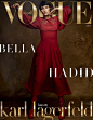 贝拉·哈迪德 (Bella Hadid) 登上《Vogue》杂志阿拉伯版2017年九月刊封面，摄影师卡尔·拉格斐 (Karl Lagerfeld)