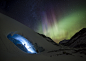 Out Of The Blue : I give you my best alien impersonation.

Aurora over the Athabasca Glacier, Japer National Park, Alberta, Canada.