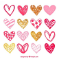 Sketchy pink hearts pack