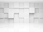 抽象3d建筑背景与墙壁上的白色立方体 ...