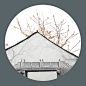 【姑苏图典】—— 圆形画面采用简练的黑白线条，画意效果强烈，表现出苏州城市特征小桥流水、鸟语花香、粉墙黛瓦的意境。