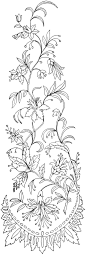 Free Printable Designs | This lovely vintage embroidery pattern of swirly flowers and leaves is ...