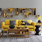 客厅空间里的黄色布艺沙发
