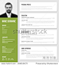 Vector minimalist cv / resume template design with profile photo - green version