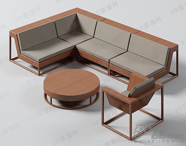 沙发茶几组合3d模型（84060）