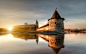 General 1920x1200 nature landscape architecture castle towers water clouds trees Russia Sun lake reflection hill bricks